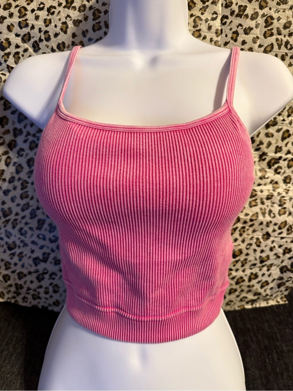 Zenana Outfitters Hot Pink Ribbed Spaghetti Strap Tank S/M
